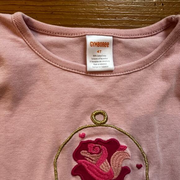 Gymboree Beauty and the Beast Rose pink long sleeve ruffle bottom shirt SIZE 4T - Picture 3 of 5